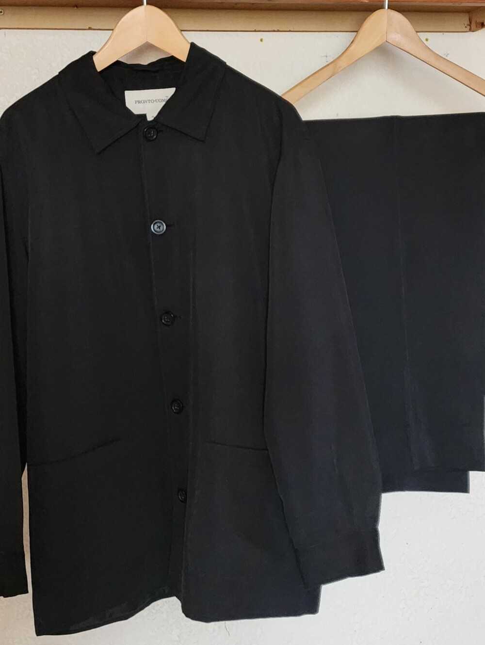 Pronto Uomo Men's Black Button-Front Jacket And Pant Set